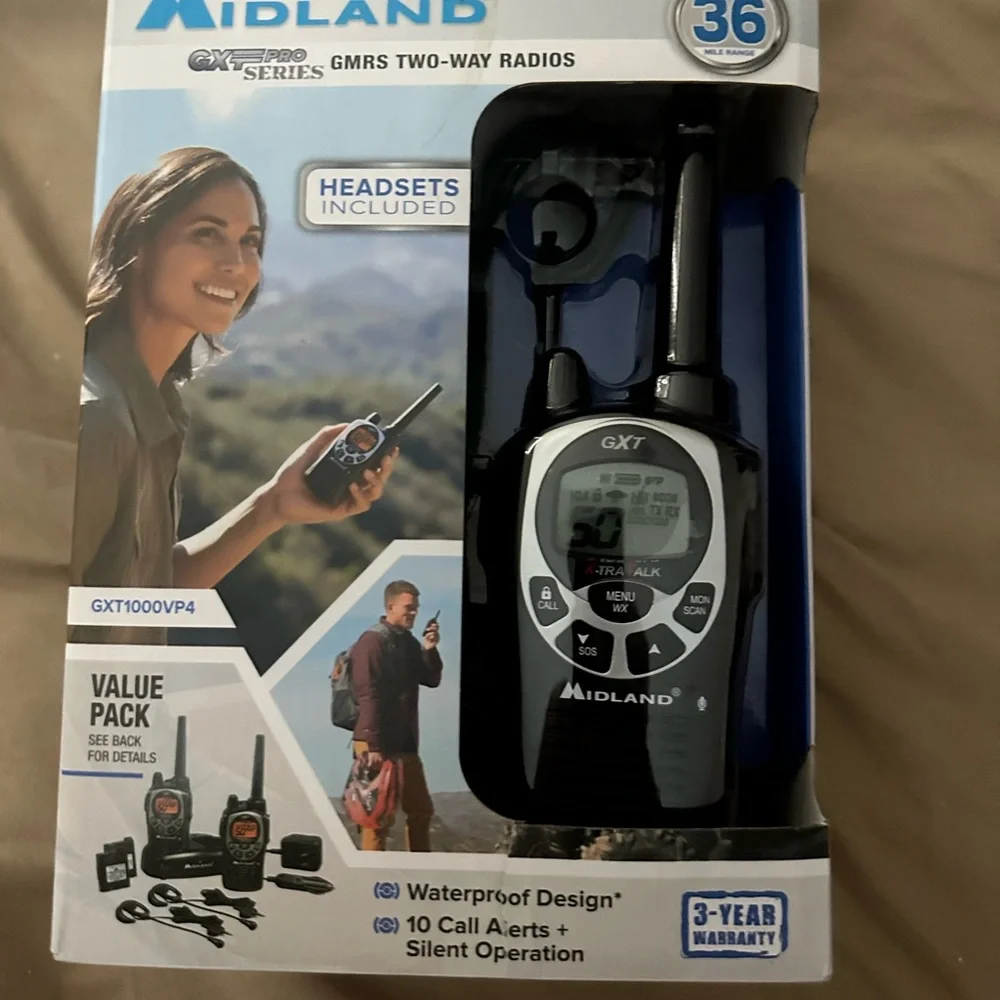 Midland Black Two-Way Radio with Headsets - Picture 1 of 2